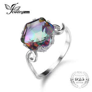 JewelryPalace 3.2ct Genuine Natural Rainbow Fire Mystic Topaz Solid 925 Sterling Silver Ring For Women 2016 Fashion Fine Jewelry